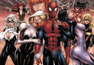 Spiderman with spiderwomen
