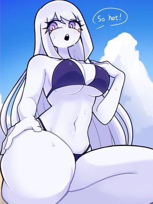 Sexy anime babe big tits in a bikini