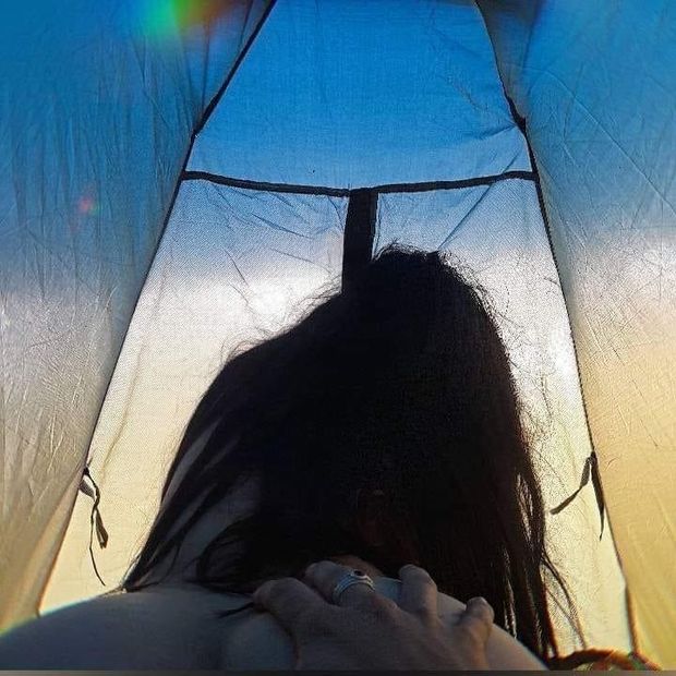 Riding in a tent