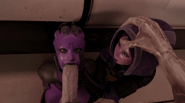 Tali'Zorah pushes Asari to suck Vorcha's cock even deeper #1