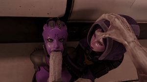 Tali'Zorah pushes Asari to suck Vorcha's cock even deeper #1