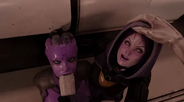 Tali'Zorah pushes Asari to suck Vorcha's cock even deeper #2