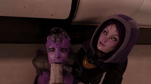 Tali'Zorah pushes Asari to suck Vorcha's cock even deeper #3