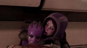 Tali'Zorah pushes Asari to suck Vorcha's cock even deeper #4