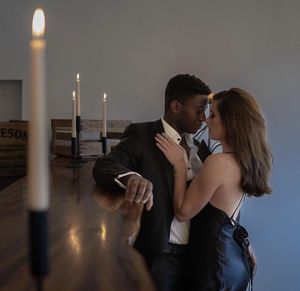 Romantic evening with black lover for hotwife.