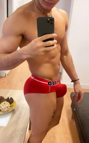Bulging red undies
