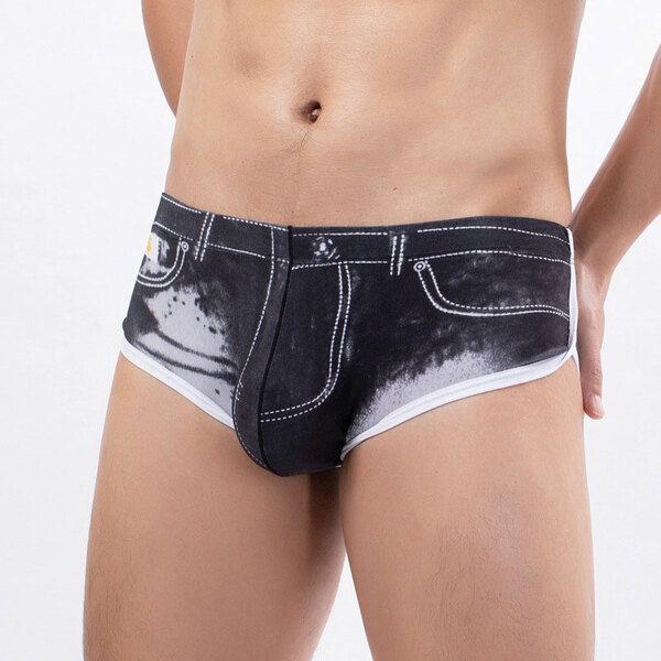 Sexy Denim Printing Bikinis G-String Elastic Underwear Underpants