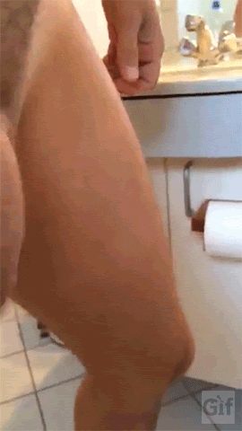 swinging his meat and balls