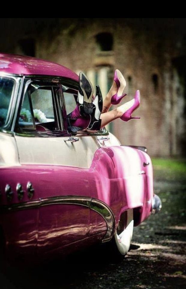 Hanky-Panky in the backseat of a classic American car.