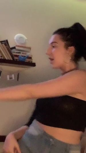 Isabela no bra see-through black top