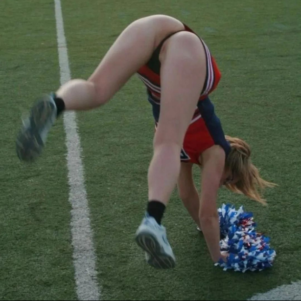 Cheerleader Flashing Virgin Pussy