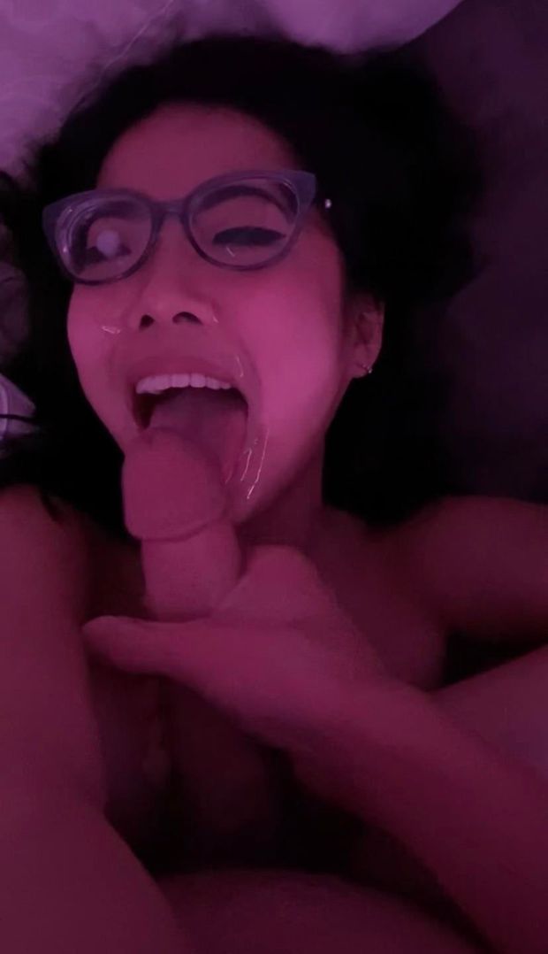 Cumming on her glasses