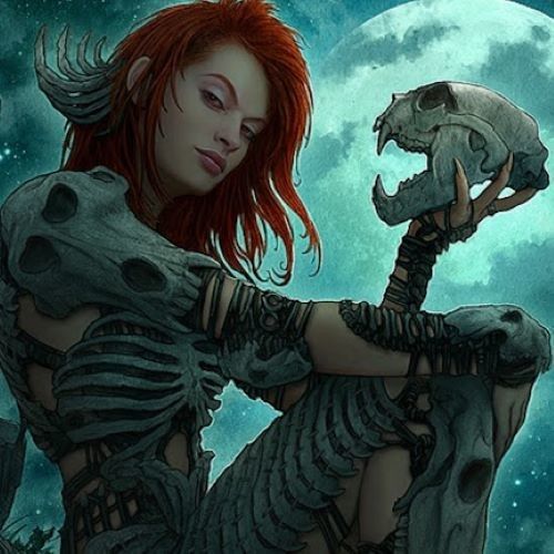 Female with a skull