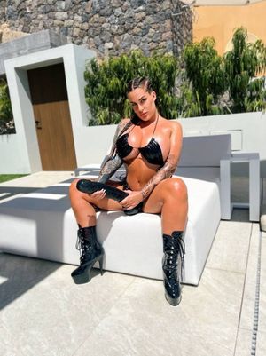 Nice busty brunette with Big strapon tease...