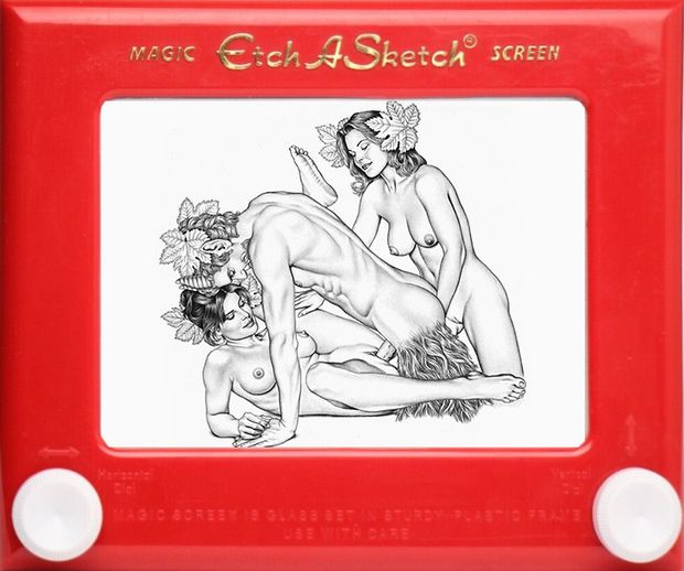 Greek God on Etch A Sketch