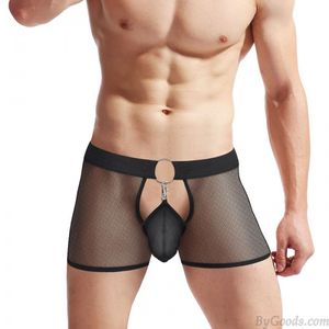 Sexy hohle transparente Ausbuchtungsbeutel Badehose Unterwäsche Höschen Sissy Herren Unterhose Dessous T-Rücken Boxer Slip