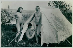 Nudist friends camping