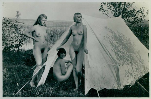 Nudist friends camping
