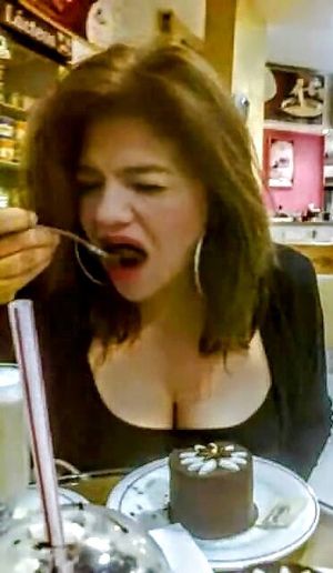 Even when eating you can tell she's such a good cocksucker and a great sex slave