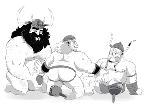 3males all male alvin the treacherous amputee ass bara barbell piercing beard beefy belly body hair