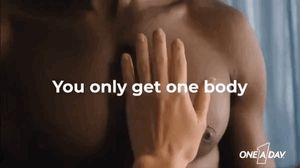 Putting her hand on his heart…