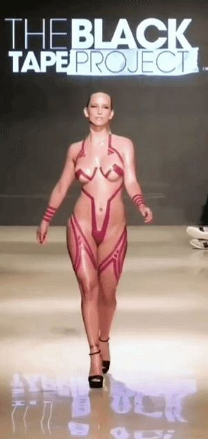Glrl models dressed with bodypaint