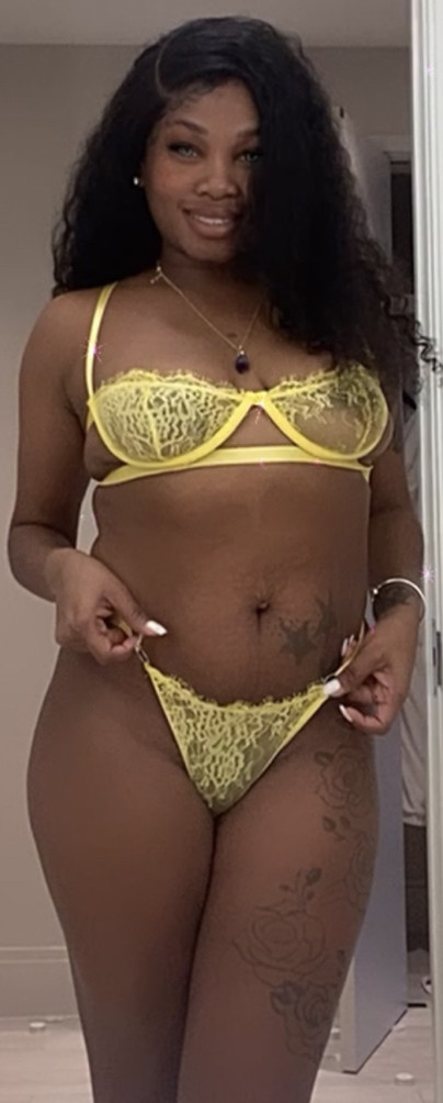 See through yellow undies on this black hunny