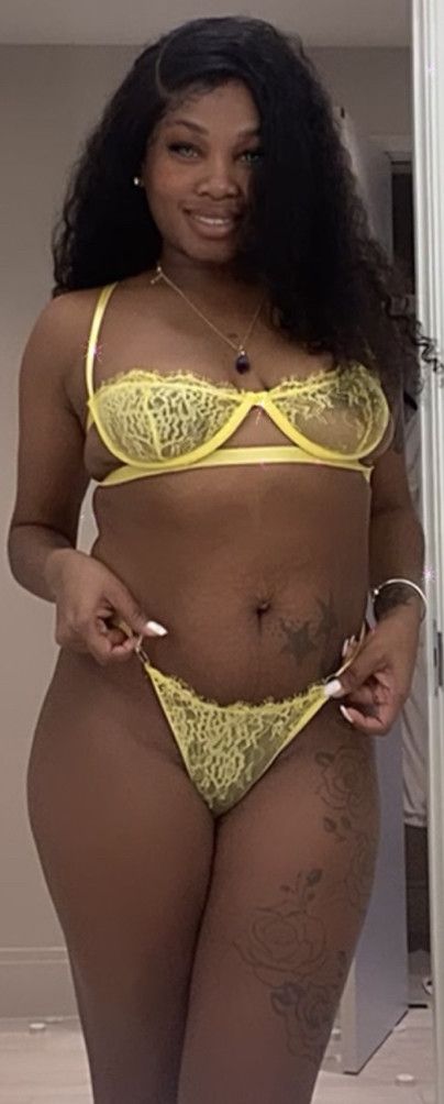 See through yellow undies on this black hunny