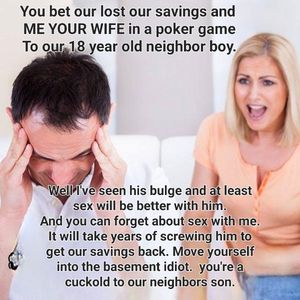 Neighbor Teen Part I Husband loses wife in a bet. Wife is owned.