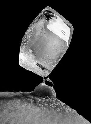 Ice cube on nipple.