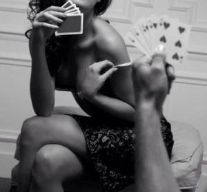 Winning hand while playing strip poker with hotwife.