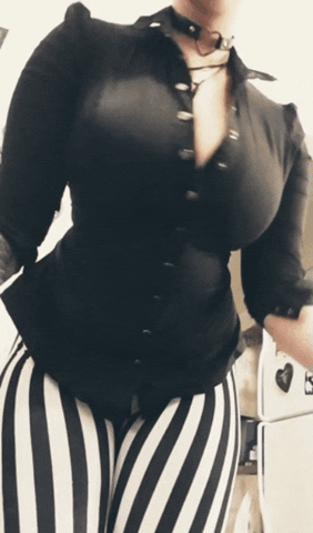 Buttons are no match for big jiggling tits.