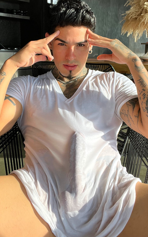 Wet t-shirt and a big fucking boner