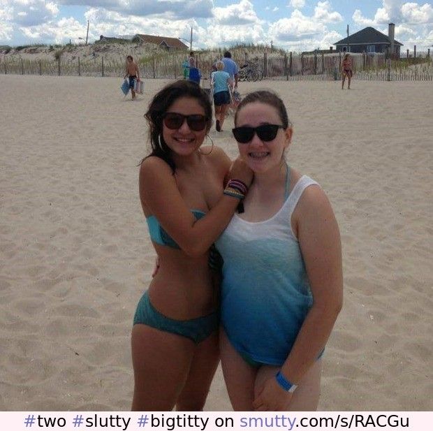 Two slutty lil teensluts posing beachside