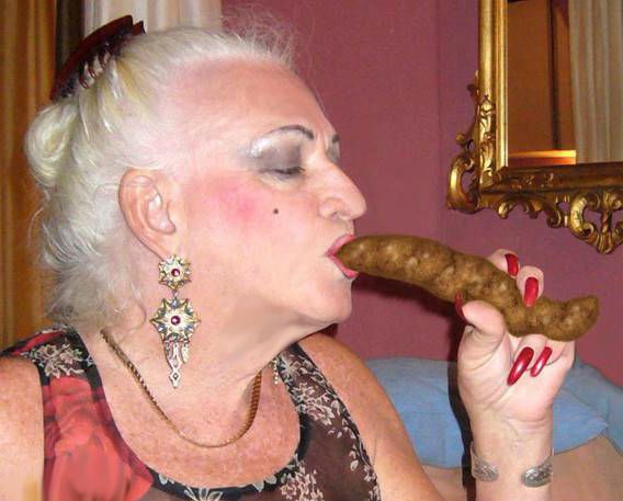 Greyhaired GRANNY loves to Kiss, Lick and Eat her Stiff TURD.
