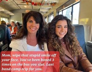 Mom becomes band camp bus slut. She's a horny slut MILF