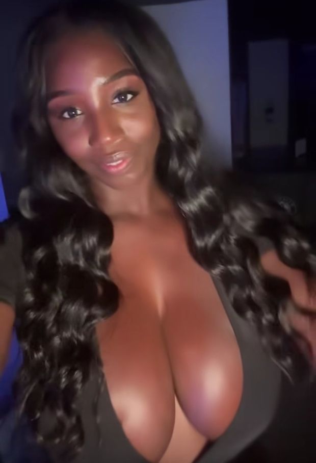 Ellie Mae black top amazing cleavage