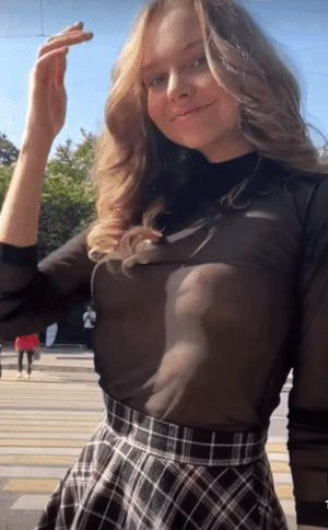 Cute blonde transparent tits