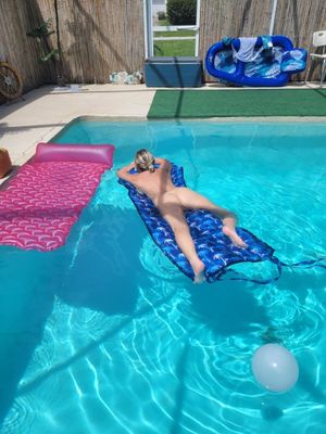 Backyard skinny dipping