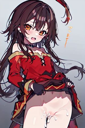 Megumin Showing pussy full of cum