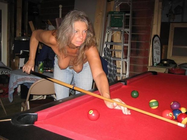 Just shooting pool with my tits out