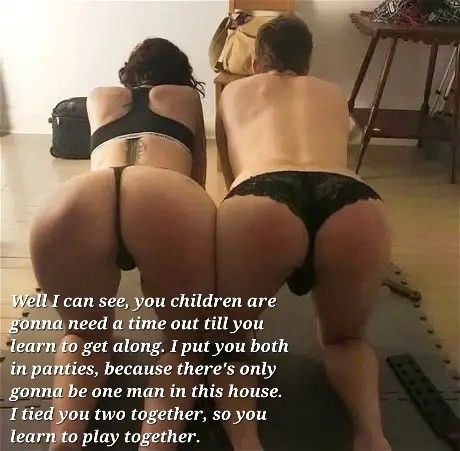 Neighbor teen Part XIII After our argument, our teen bully put us both in panties, tied together for a time out and treated us like teens