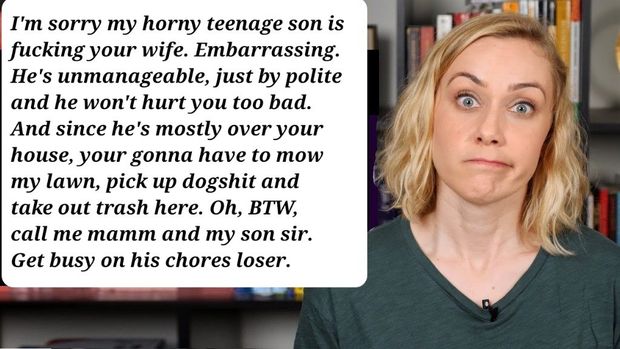I confront my neighbor teens mom, she humiliates me and makes me do his chores