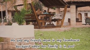 Me and my friends mom in back yard of my farmhouse