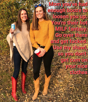 Daughter gets mother laid at frat party in the woods