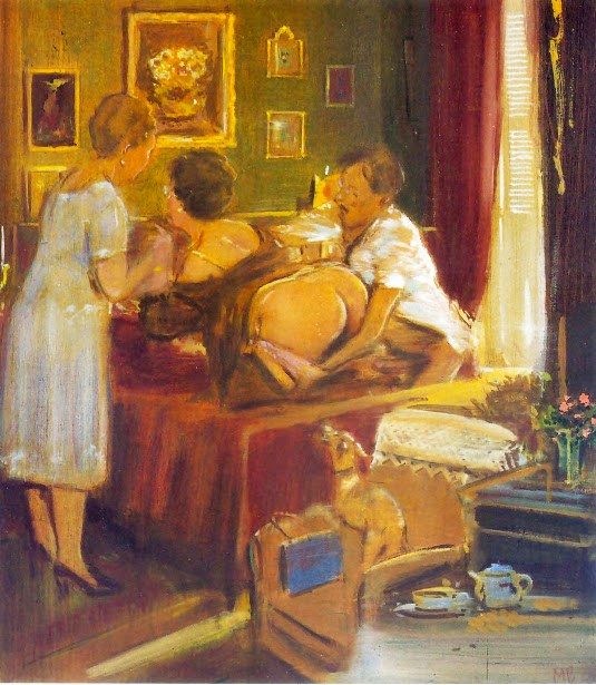 She asks a friend to stay for a while. Georges Delfau
