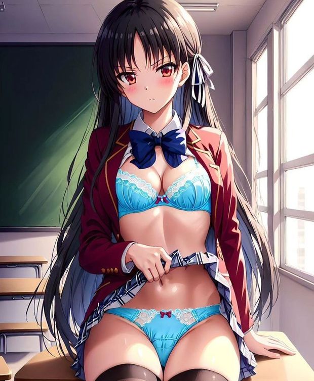 Cute anime female shows you her panties