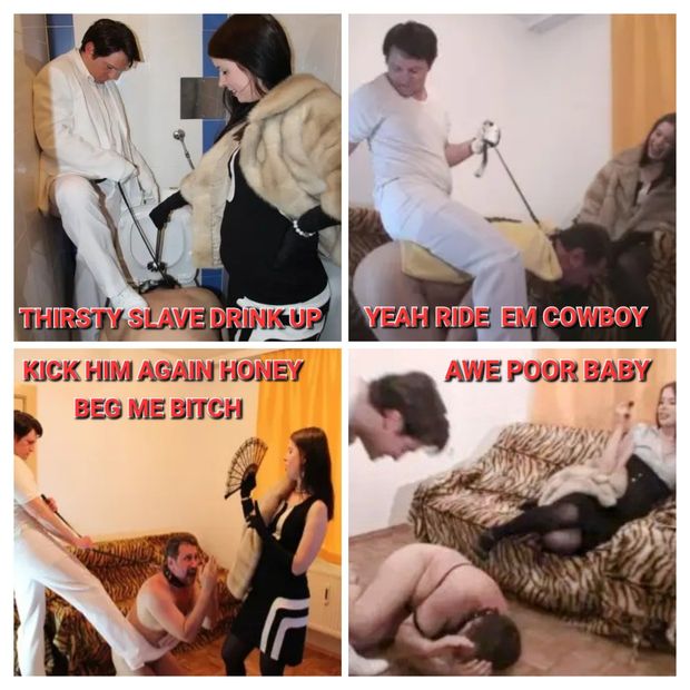 Neighbor Teen Part XXX The humiliation continues, my wife is really enjoying herself. Husband gets a swirlie and is ridden by wife's bull.