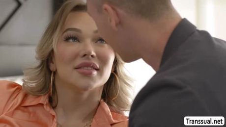 Ladyboy Emma Rose gets ass bareback fucked by Baxxx big cock