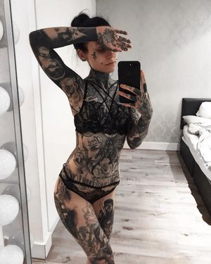 Dressed up in black lingerie